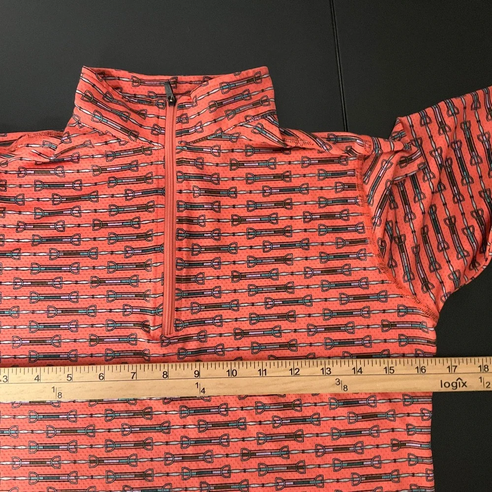 Kerrits Top Kids XL Coral Horse‎ Bit Quarter Zip Breathable Riding Equestrian